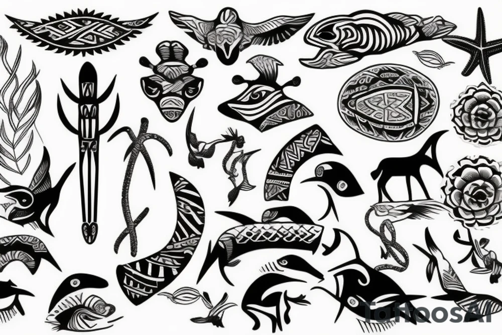 Tattoo with Beach and animals tattoo idea