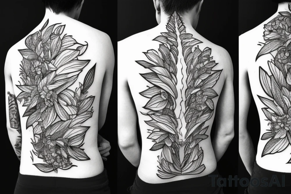 Something for backbone and neck with minimal design tattoo idea