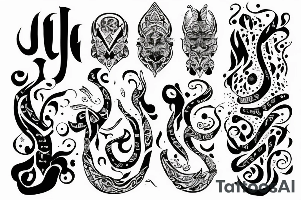 Vertical slimi design for neck tattoo idea