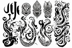 Vertical slimi design for neck tattoo idea