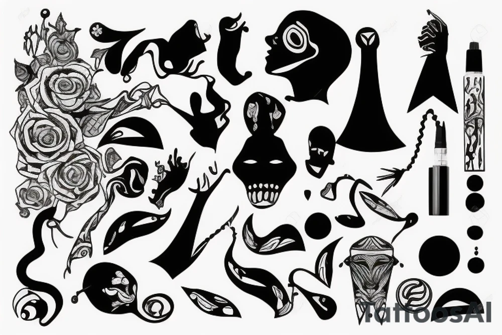 Vertical slimi design for neck tattoo idea