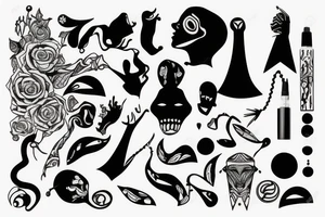 Vertical slimi design for neck tattoo idea