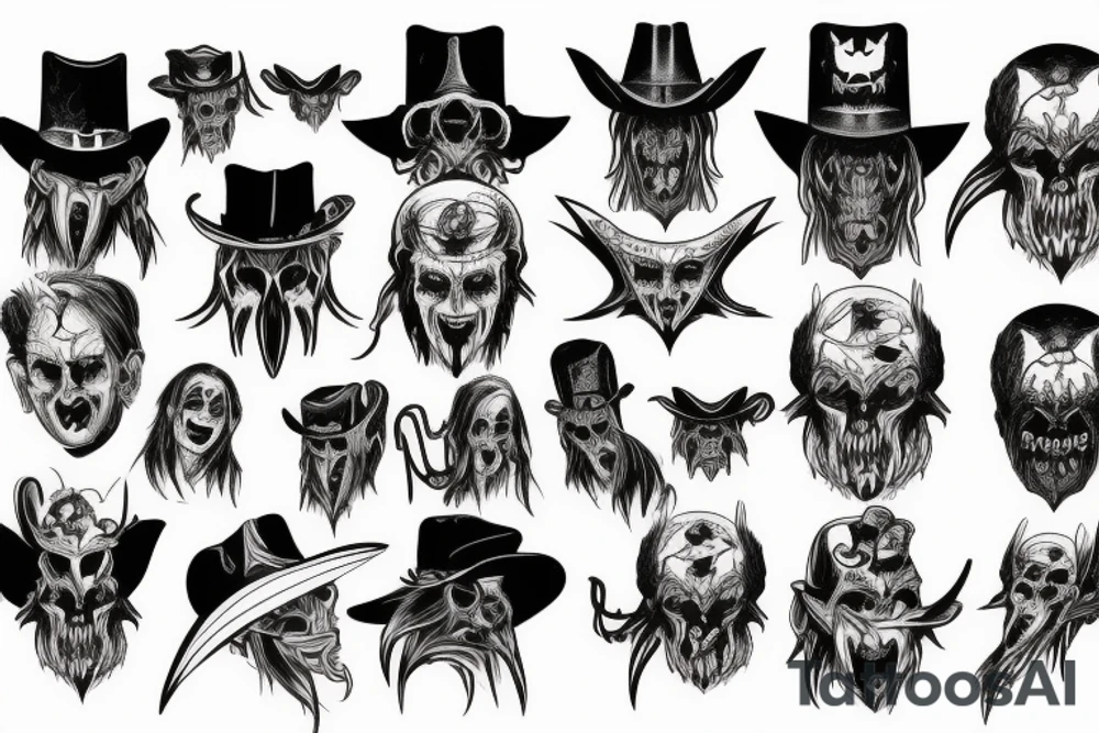 vampire wild west devil face tattoo idea