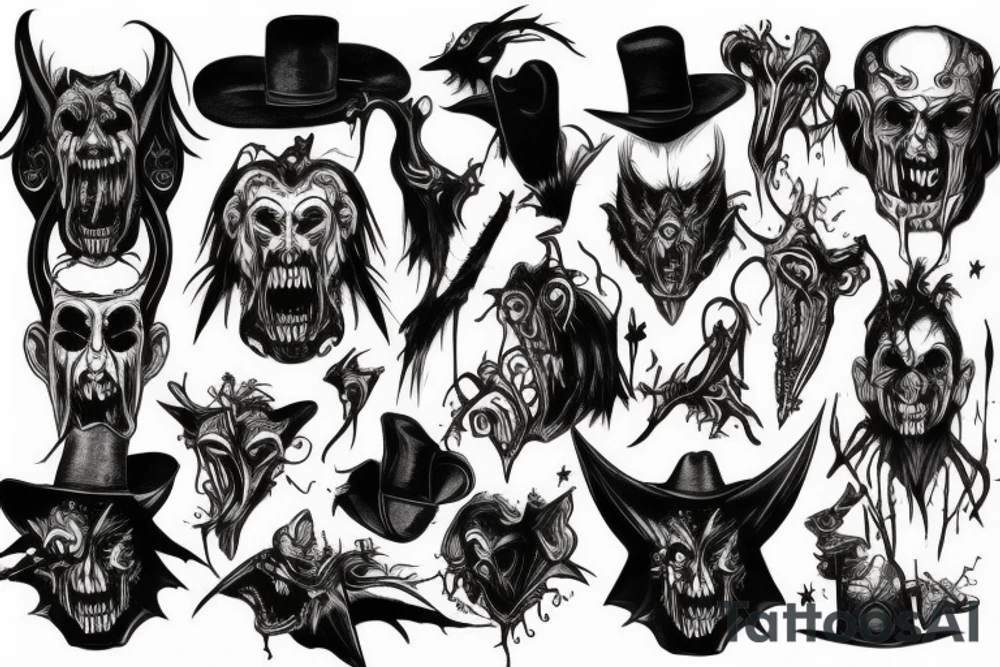 vampire wild west devil face tattoo idea