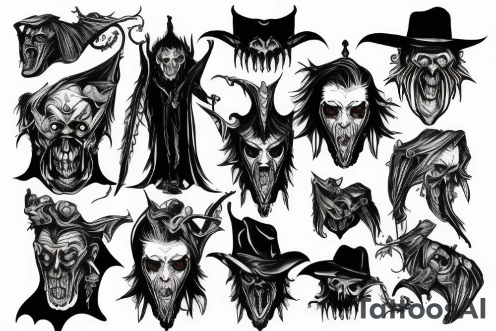 vampire wild west devil face tattoo idea