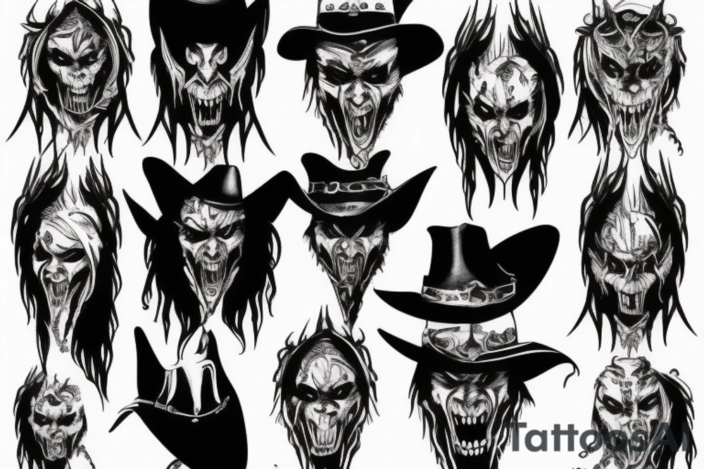 vampire wild west devil face tattoo idea