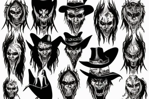 vampire wild west devil face tattoo idea