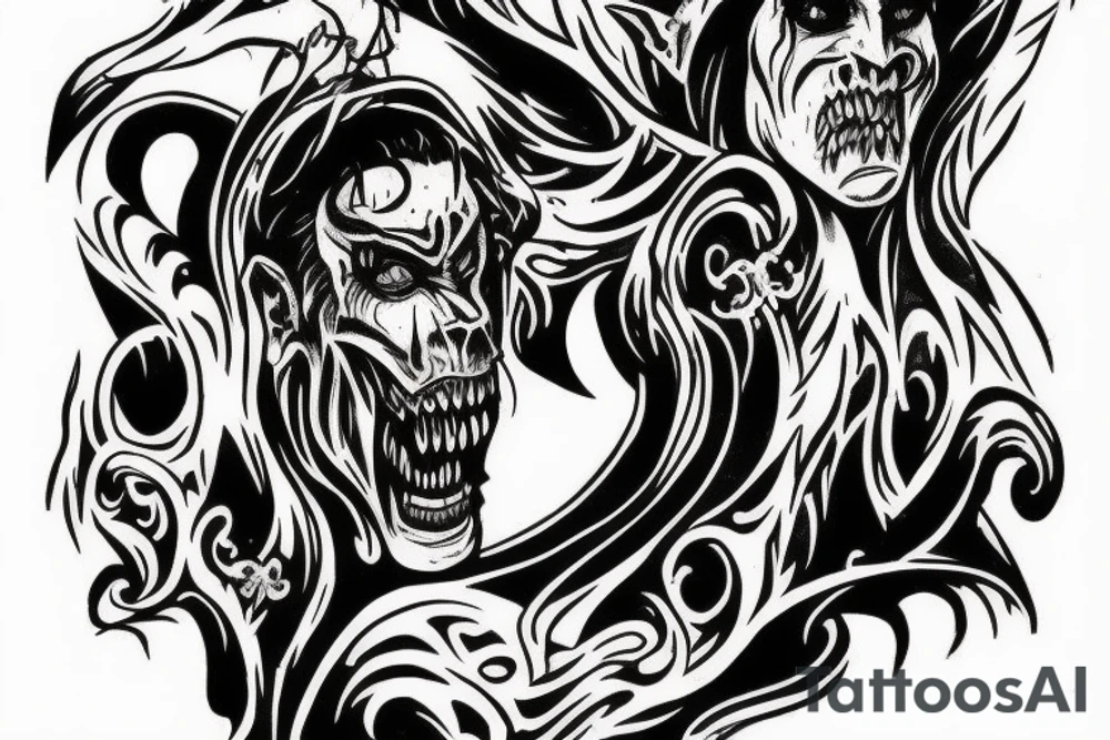 vampire wild west devil face one tattoo tattoo idea