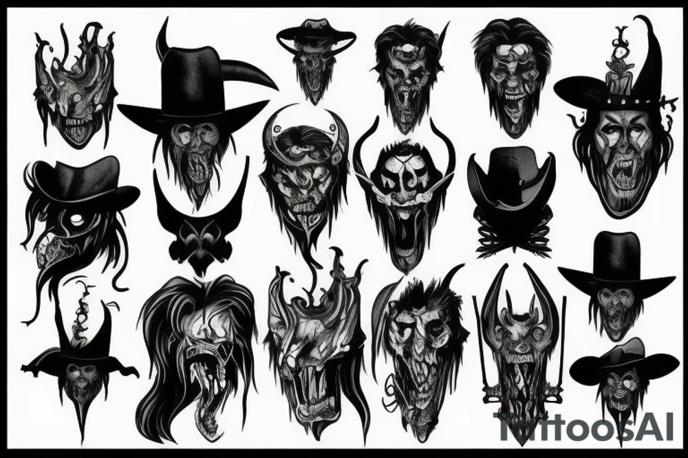 vampire wild west devil face one tattoo tattoo idea