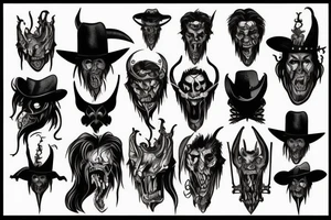 vampire wild west devil face one tattoo tattoo idea