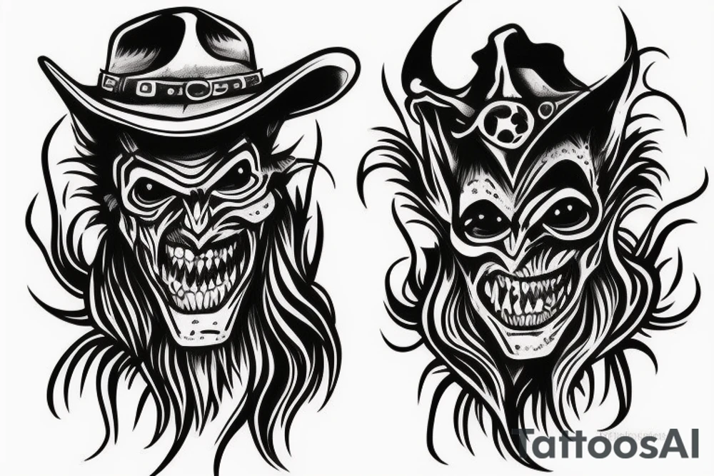 vampire wild west devil face one tattoo tattoo idea