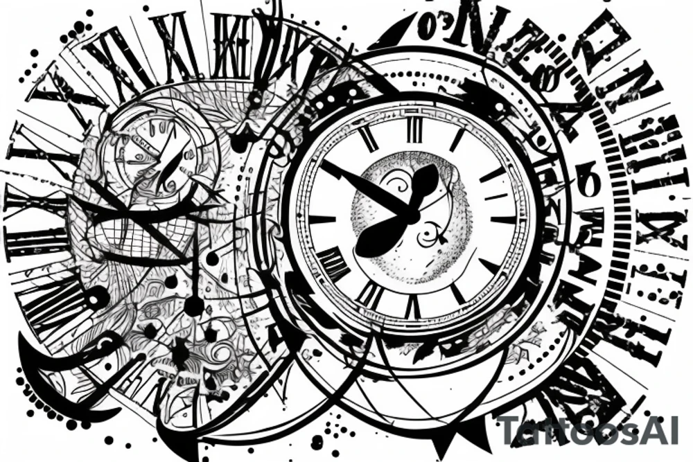 a clock falling through space with the words it just takes time tattoo idea