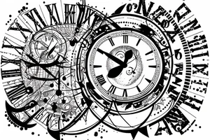 a clock falling through space with the words it just takes time tattoo idea