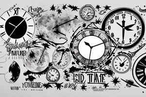 a clock falling through space with the words it just takes time tattoo idea