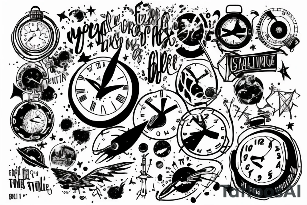 a clock falling through space with the words it just takes time tattoo idea a clock falling through space with the words it just takes time tattoo idea