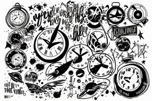 a clock falling through space with the words it just takes time tattoo idea
