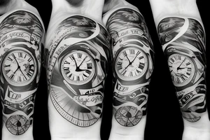 a clock falling through space with the words it just takes time tattoo idea
