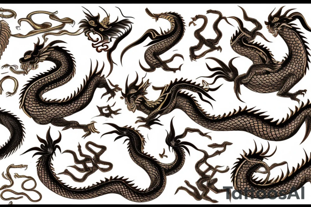 Golden dragon back tattoo idea