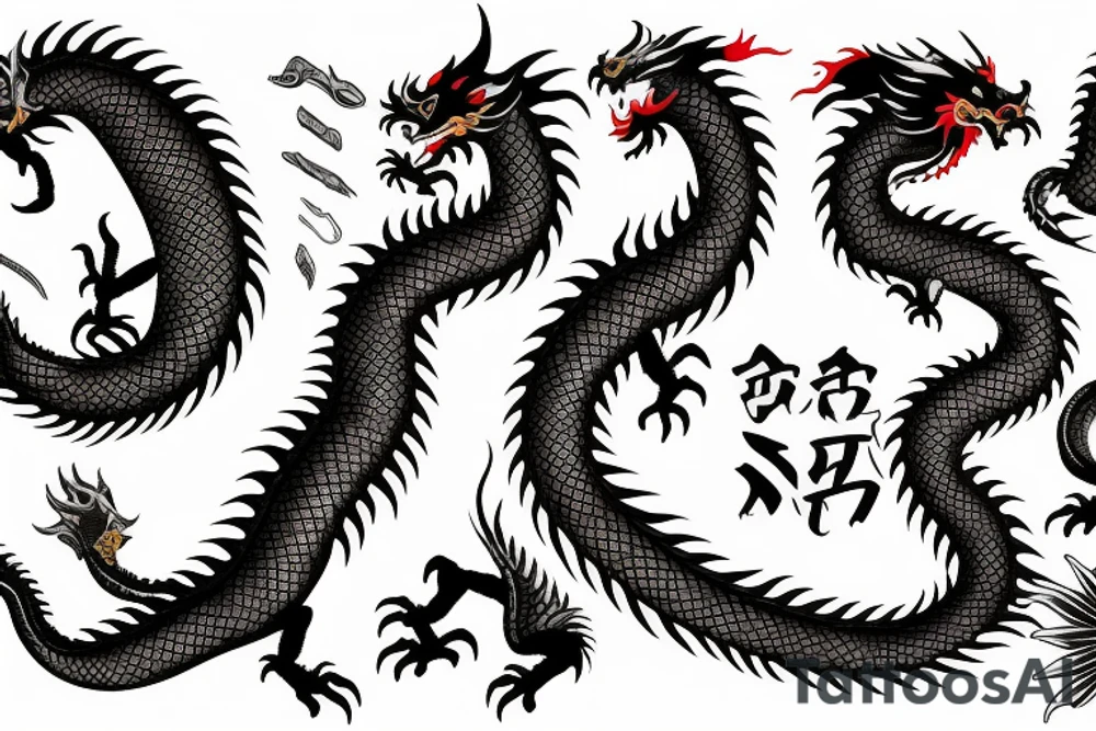 Golden dragon back tattoo idea