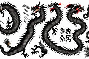 Golden dragon back tattoo idea