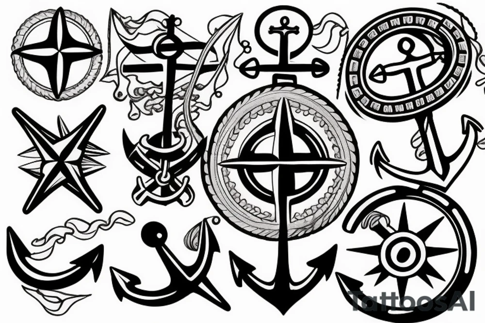anchor compass tattoo idea