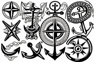 anchor compass tattoo idea