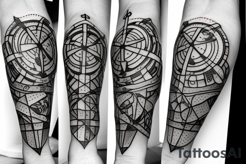 anchor compass tattoo idea