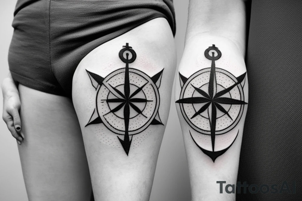 anchor compass tattoo idea