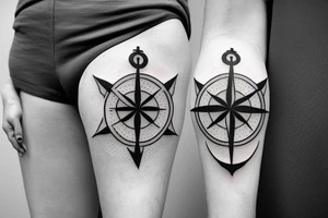 anchor compass tattoo idea
