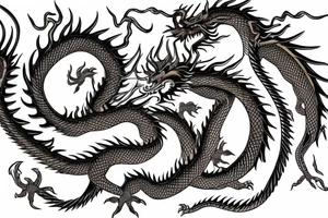 Skinny Golden dragon back tattoo idea