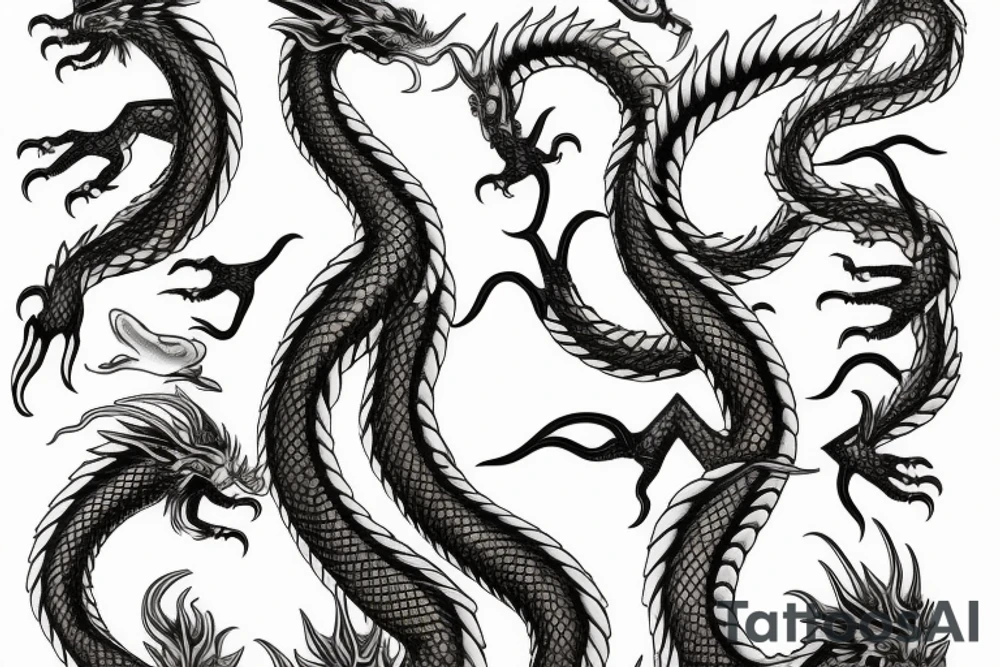 Skinny Golden dragon back tattoo idea