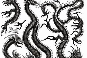 Skinny Golden dragon back tattoo idea