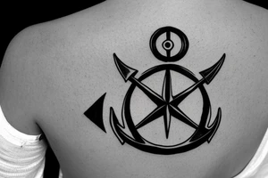 anchor compass back tattoo idea