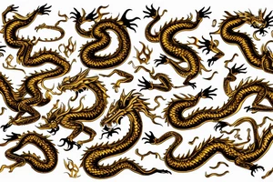 Skinny Golden dragon back gold tattoo idea