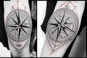compass back with shading tattoo idea