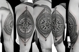 compass back with shading tattoo idea