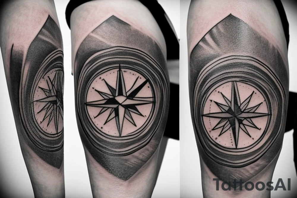 compass back with shading tattoo idea