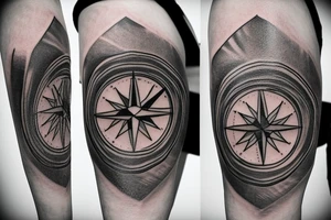 compass back with shading tattoo idea