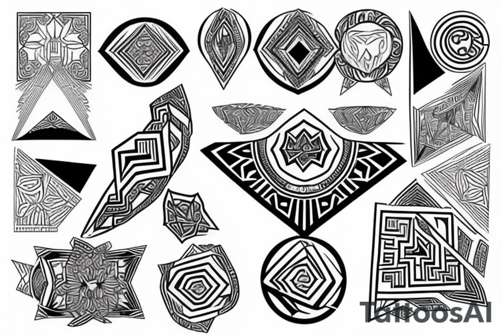 large geometric design on the back tattoo idea