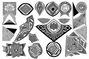 large geometric design on the back tattoo idea