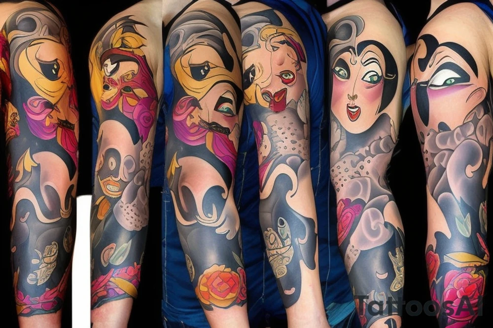 Disney villains sleeve tattoo idea