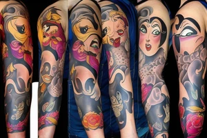 Disney villains sleeve tattoo idea