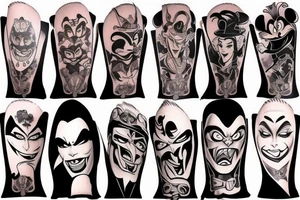 Disney villains sleeve tattoo idea