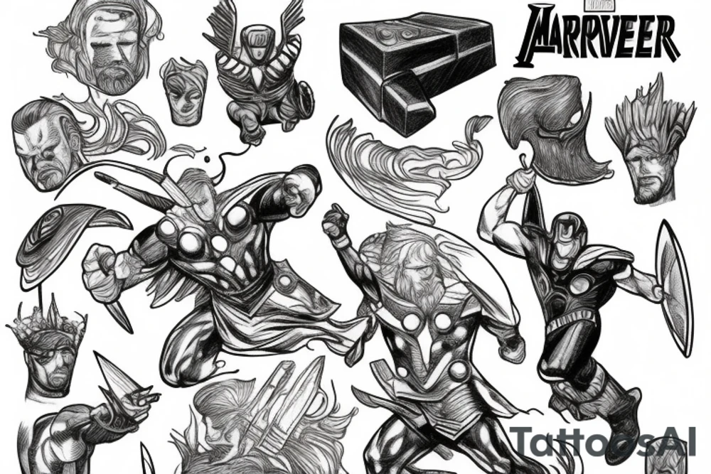 Marvels Thor with stormbreaker tattoo idea