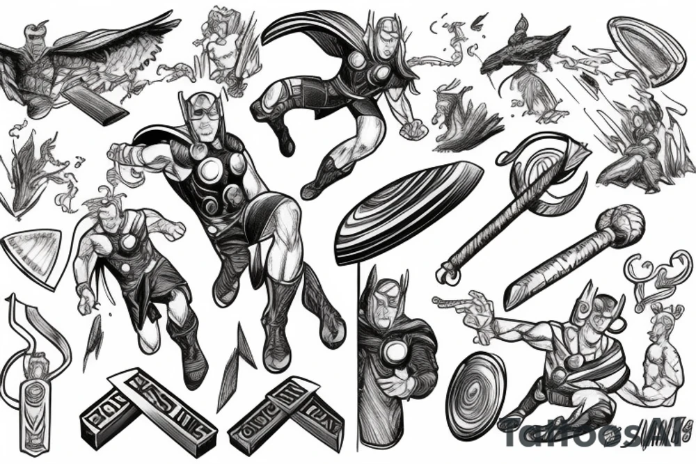 Marvels Thor with stormbreaker tattoo idea