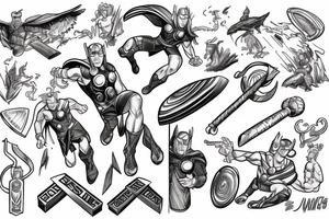 Marvels Thor with stormbreaker tattoo idea