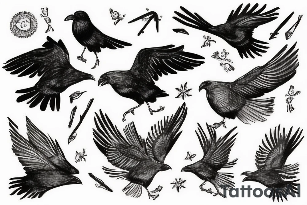Inez janiak flying crow tattoo idea