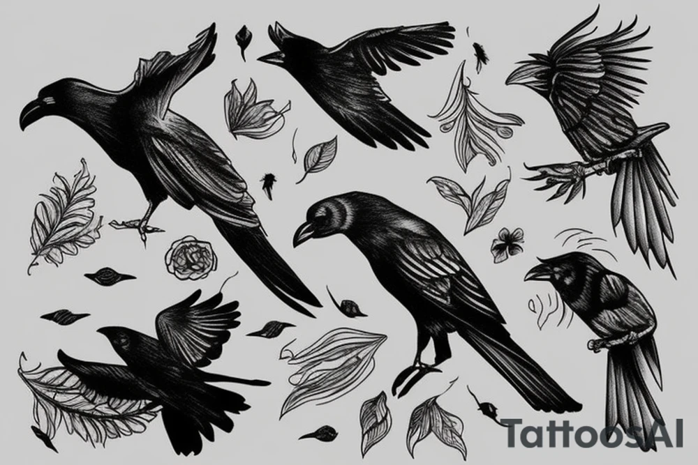 Inez janiak flying crow tattoo idea