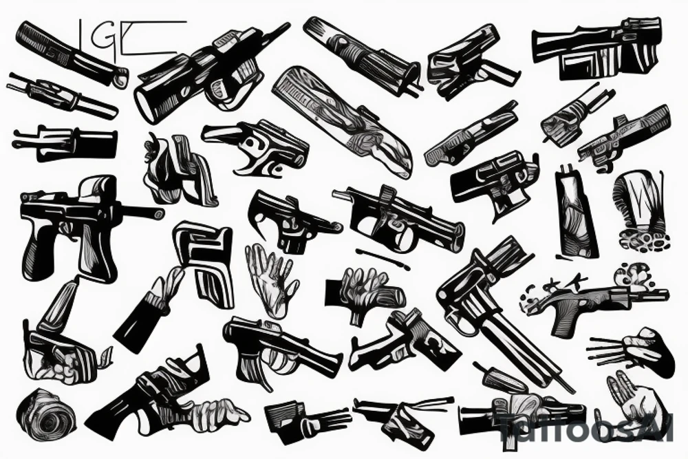 Gun fingers tattoo idea