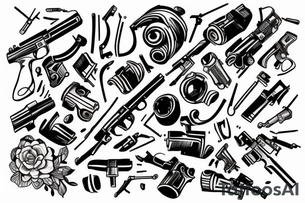 Hand turning into gun tattoo idea